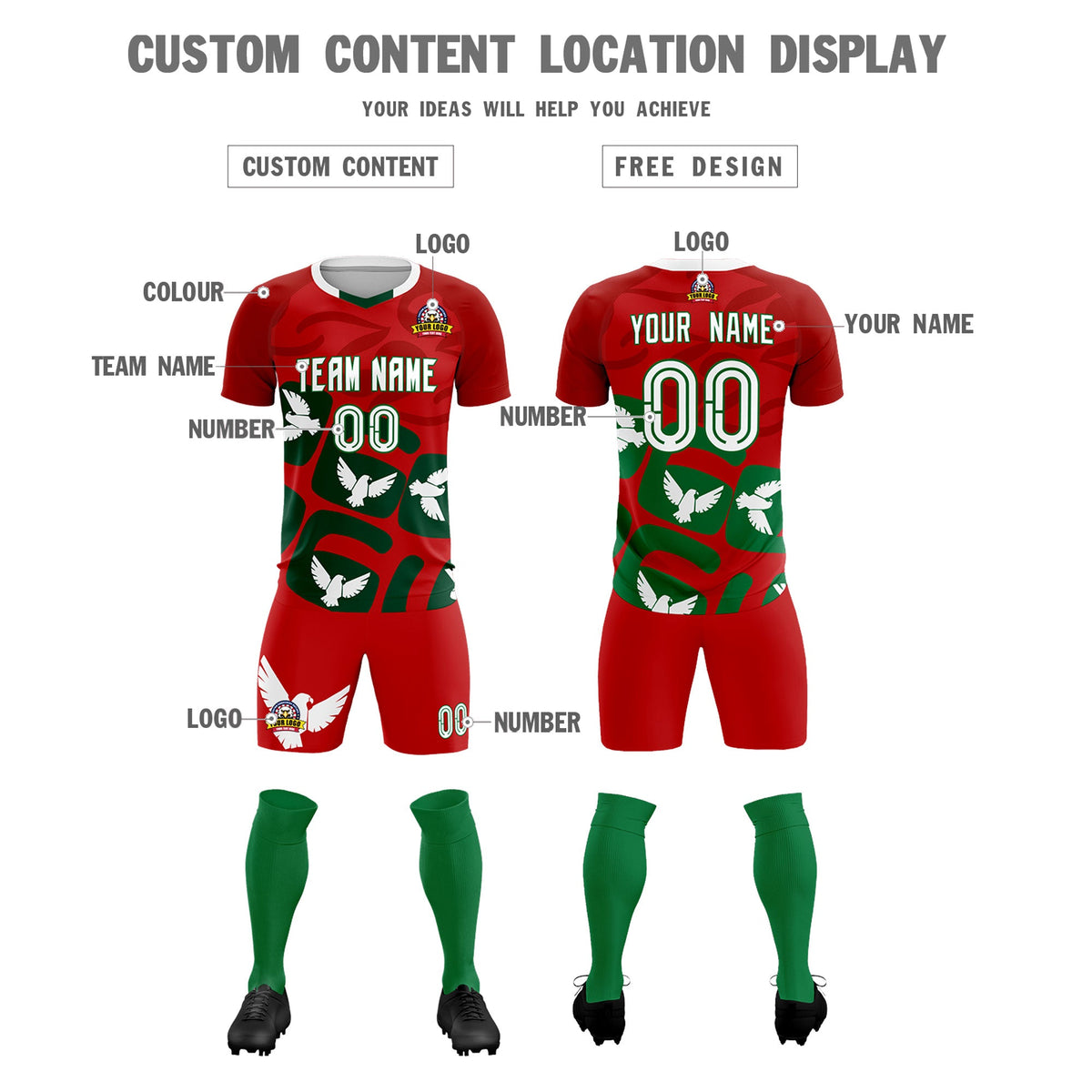 Custom Red Mexico Eagle World Cup Inspired Lightweight Graffiti Pattern Soccer Sets Jersey