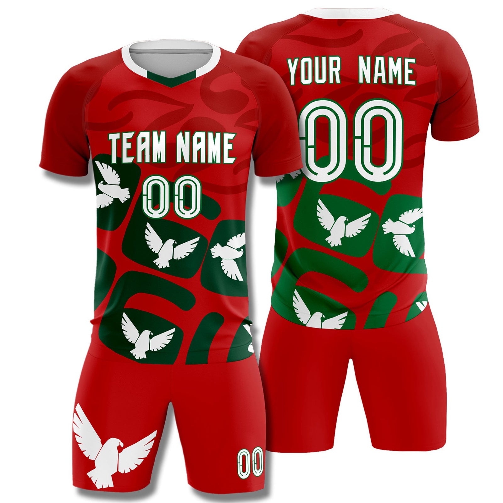 Custom Red Mexico Eagle World Cup Inspired Lightweight Graffiti Pattern Soccer Sets Jersey