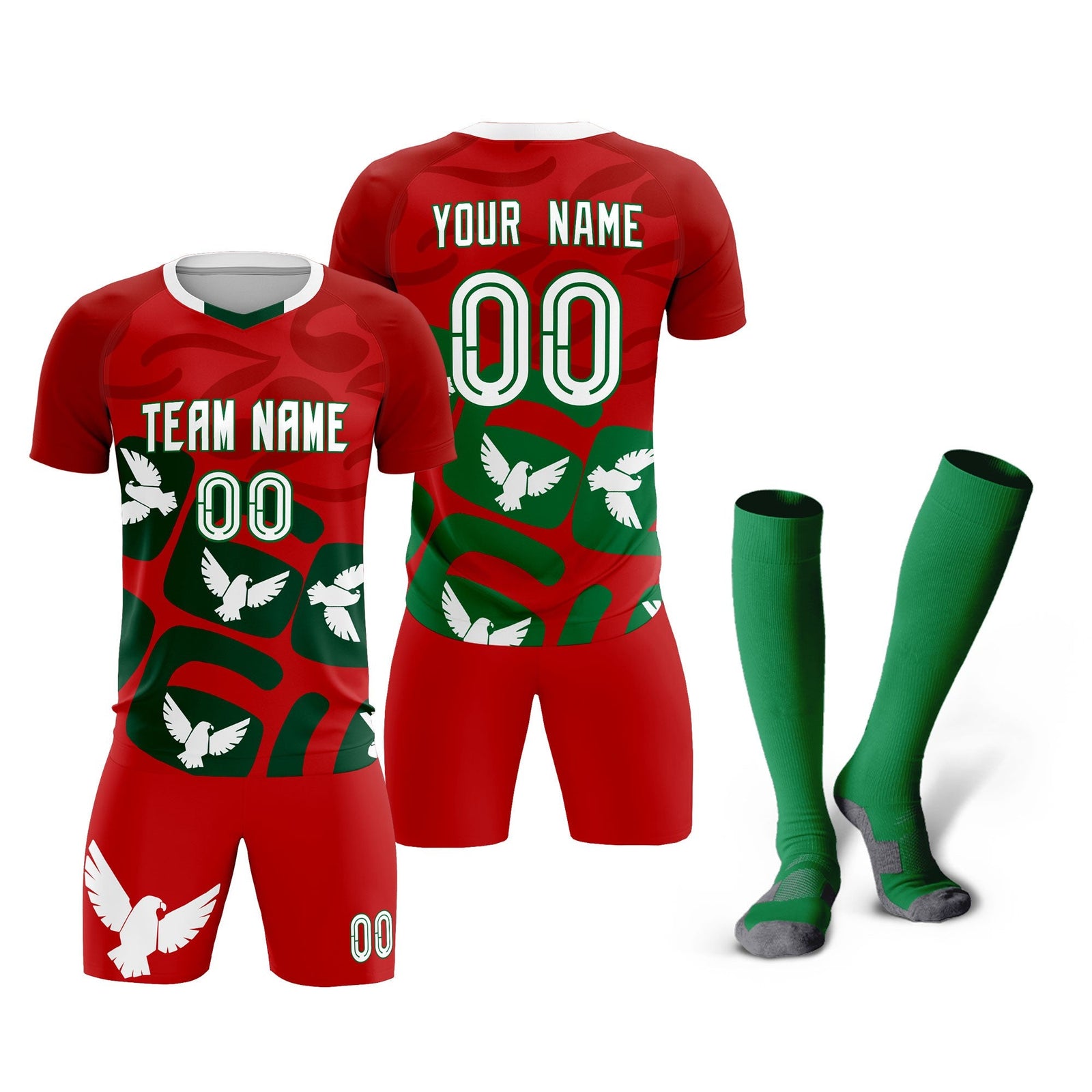 Custom Red Mexico Eagle World Cup Inspired Lightweight Graffiti Pattern Soccer Sets Jersey