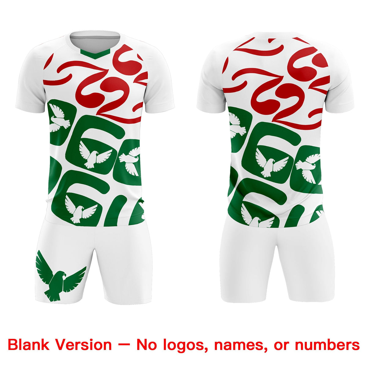 Custom White Mexico Eagle World Cup Inspired Wrinkle-Resistant Graffiti Pattern Soccer Sets Jersey