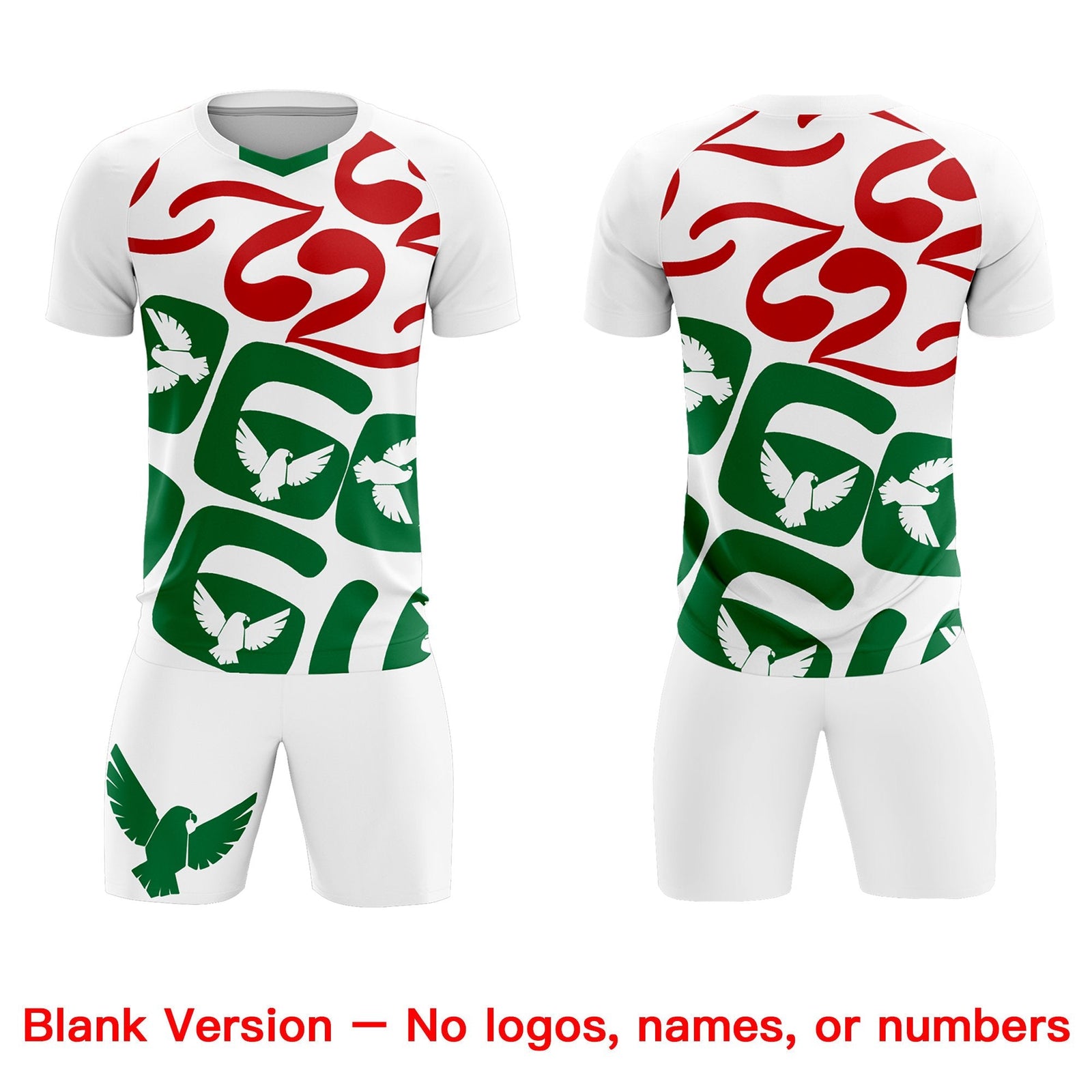 Custom White Mexico Eagle World Cup Inspired Wrinkle-Resistant Graffiti Pattern Soccer Sets Jersey