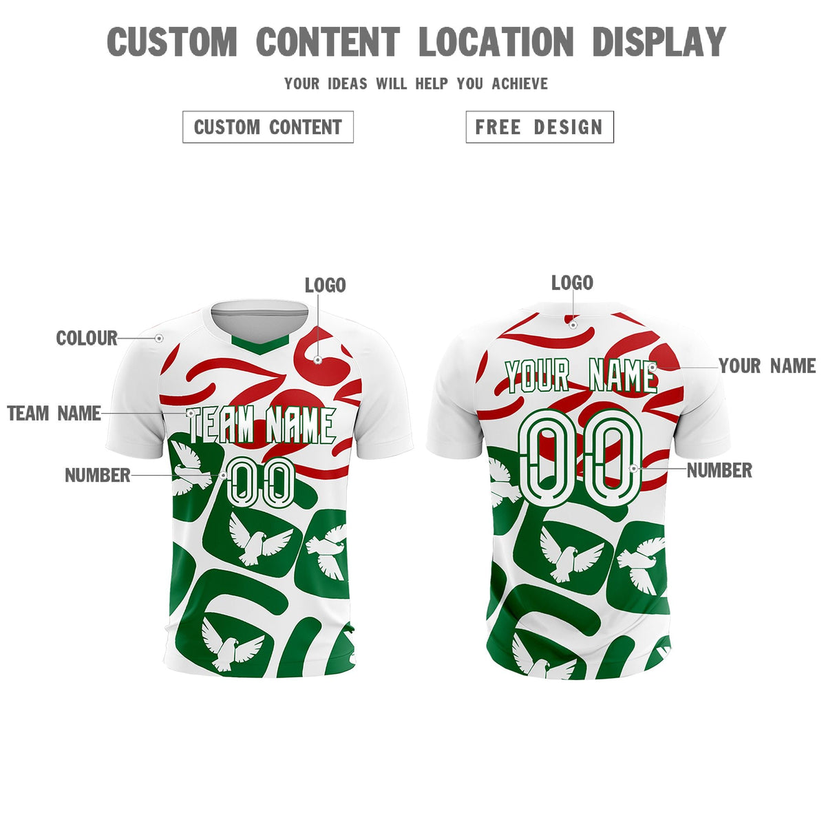 Custom White Mexico Eagle World Cup Inspired Wrinkle-Resistant Graffiti Pattern Soccer Sets Jersey