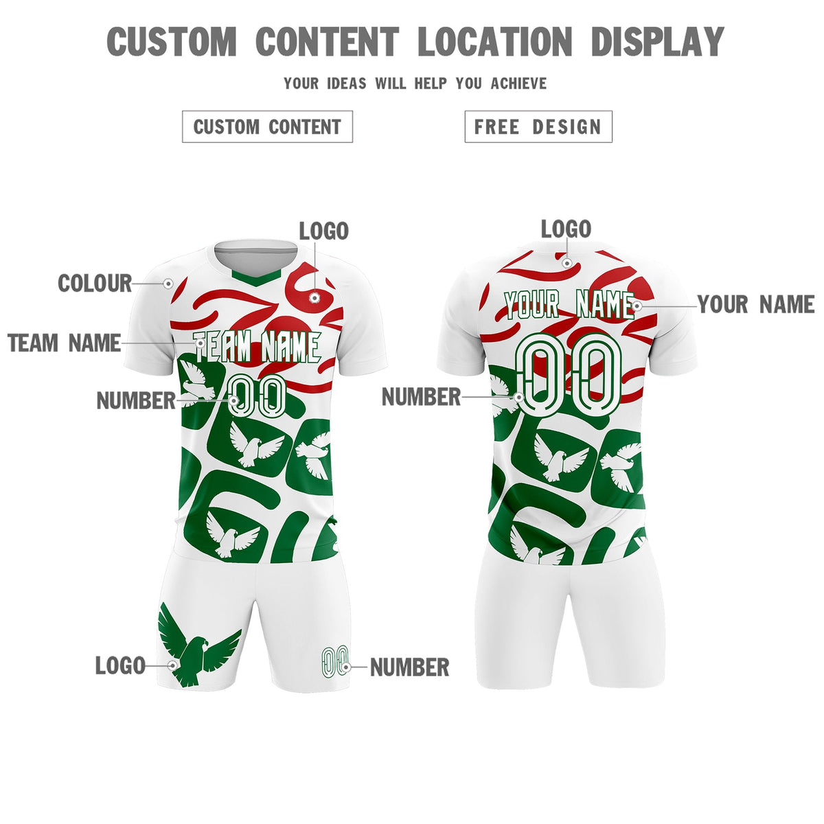 Custom White Mexico Eagle World Cup Inspired Wrinkle-Resistant Graffiti Pattern Soccer Sets Jersey