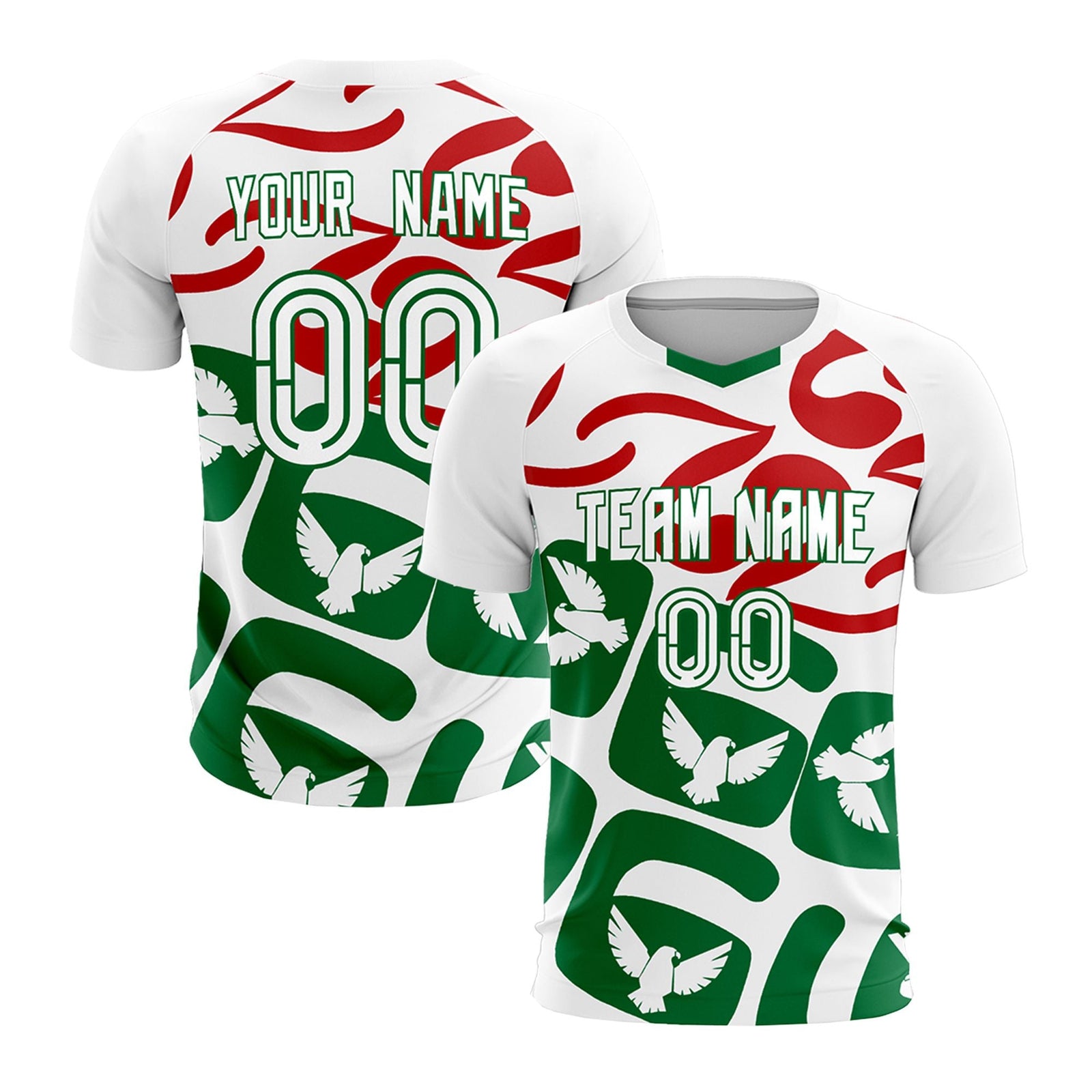 Custom White Mexico Eagle World Cup Inspired Wrinkle-Resistant Graffiti Pattern Soccer Sets Jersey
