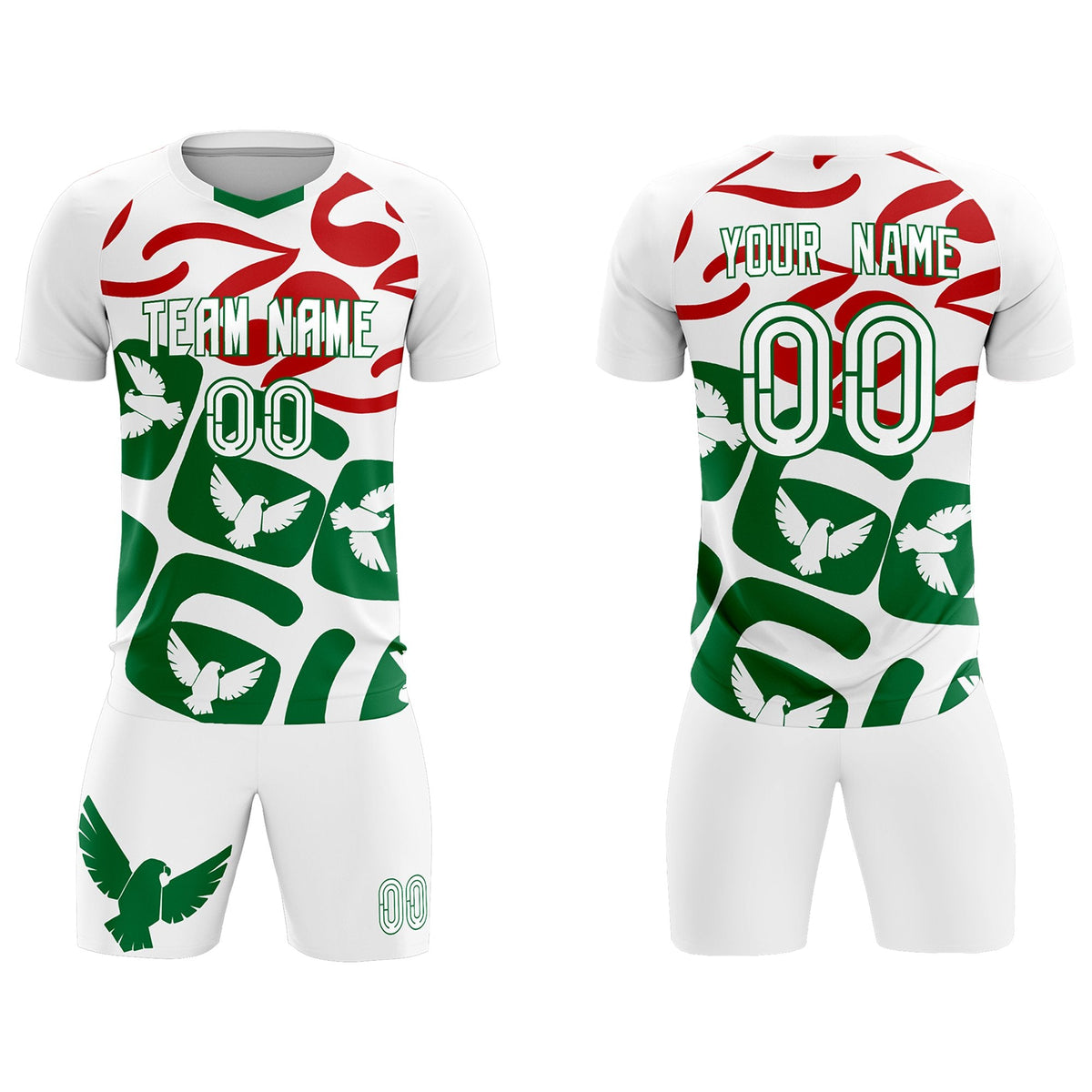 Custom White Mexico Eagle World Cup Inspired Wrinkle-Resistant Graffiti Pattern Soccer Sets Jersey