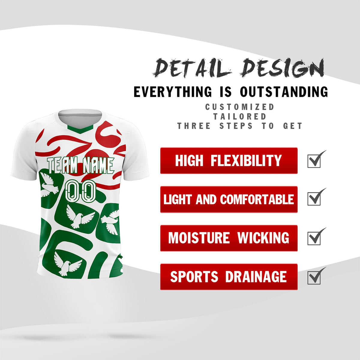 Custom White Mexico Eagle World Cup Inspired Wrinkle-Resistant Graffiti Pattern Soccer Sets Jersey