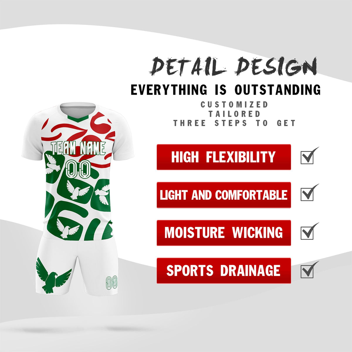 Custom White Mexico Eagle World Cup Inspired Wrinkle-Resistant Graffiti Pattern Soccer Sets Jersey