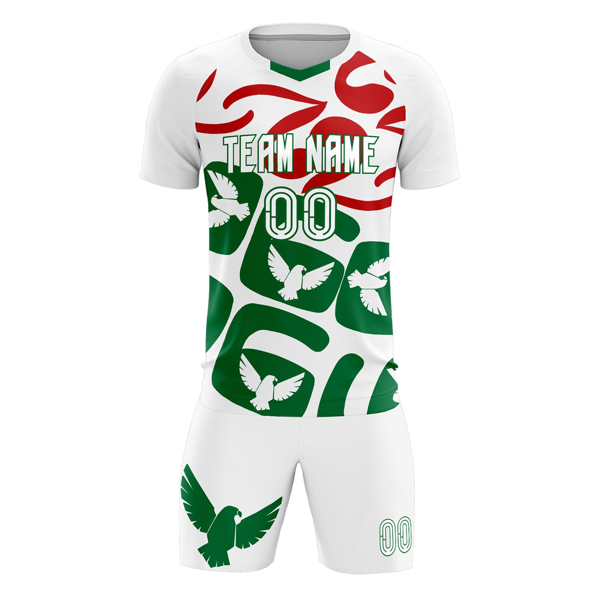Custom White Mexico Eagle World Cup Inspired Wrinkle-Resistant Graffiti Pattern Soccer Sets Jersey