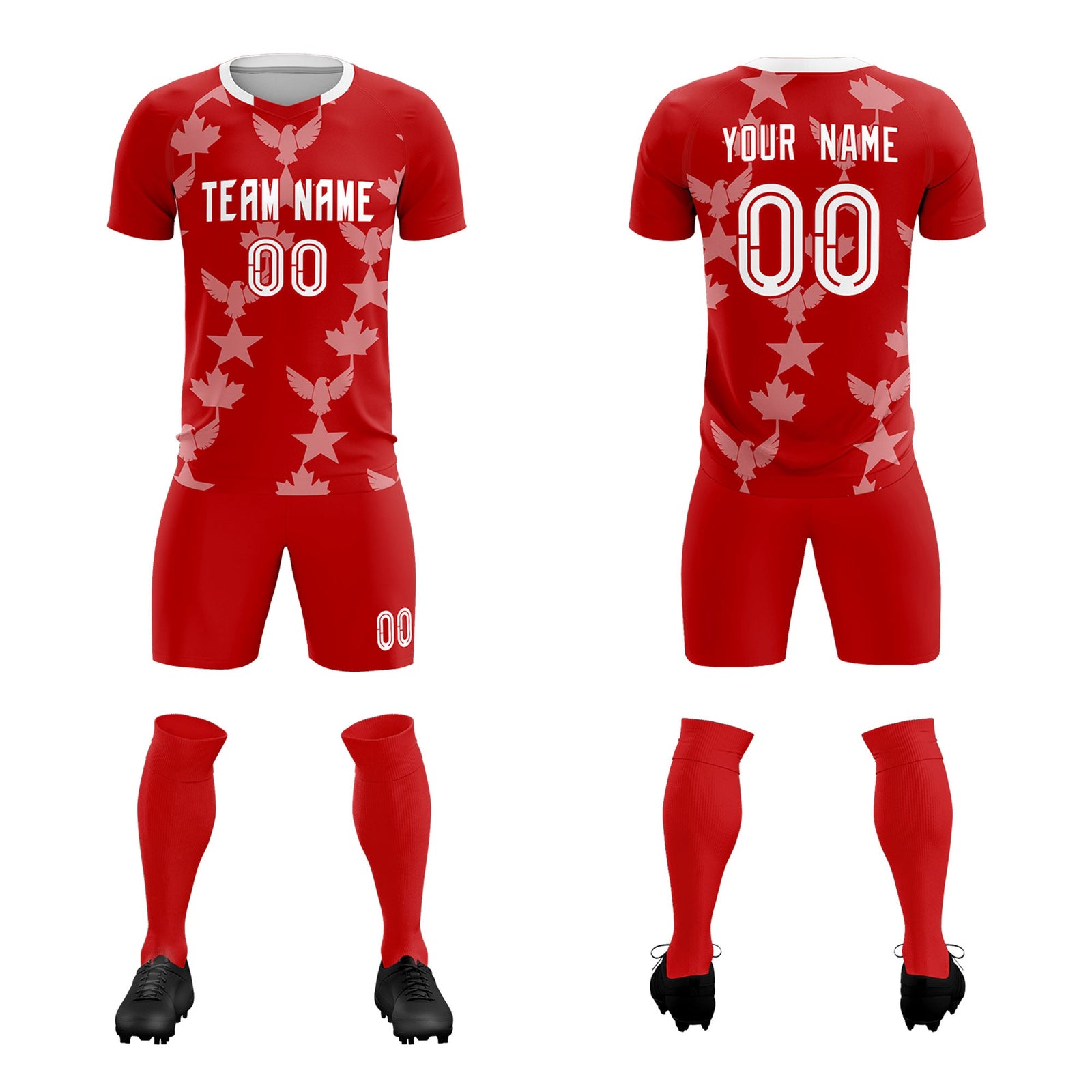 Custom Red World Cup Inspired Breathable&Quick-Drying Training Uniform Graffiti Pattern Soccer Sets Jersey