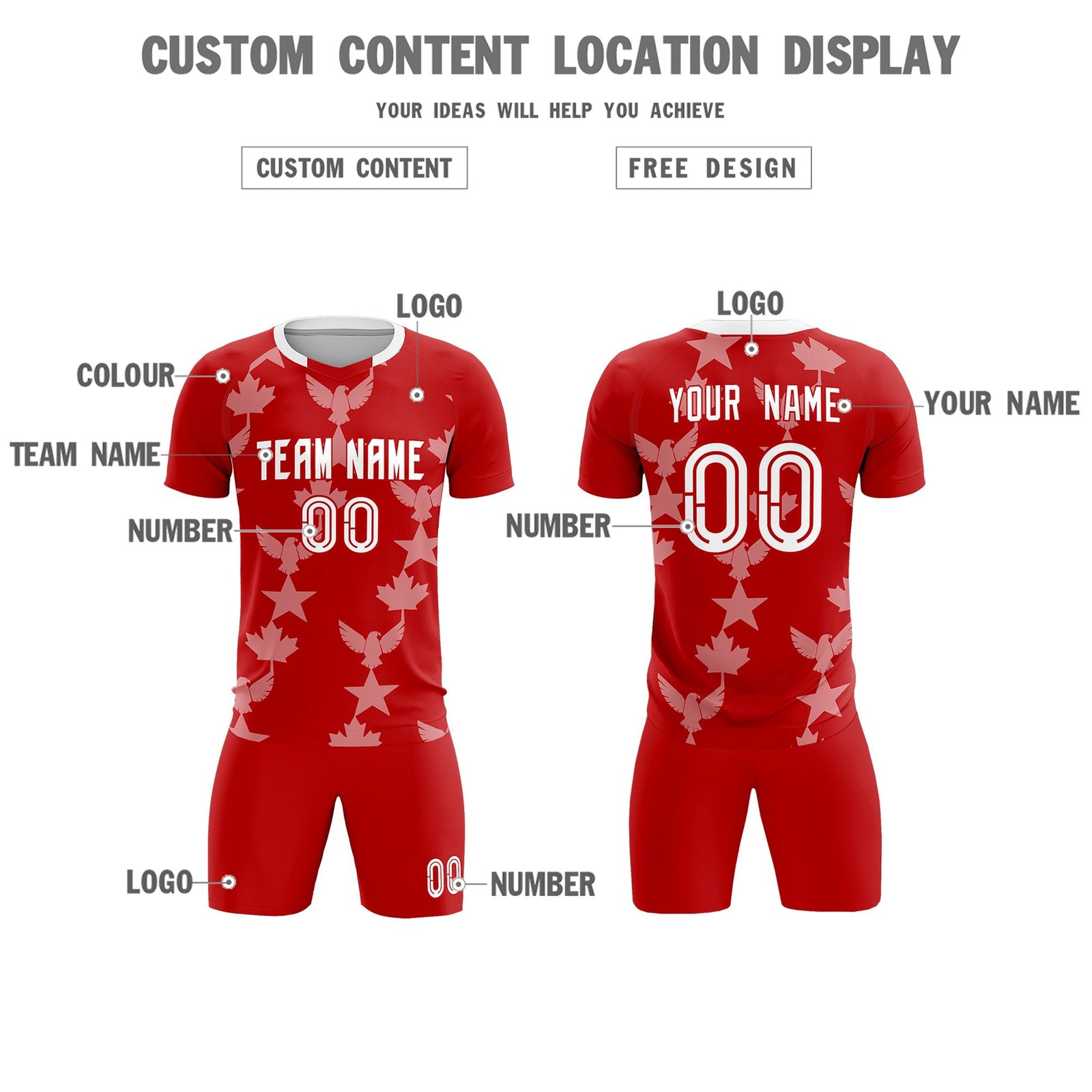 Custom Red World Cup Inspired Breathable&Quick-Drying Training Uniform Graffiti Pattern Soccer Sets Jersey