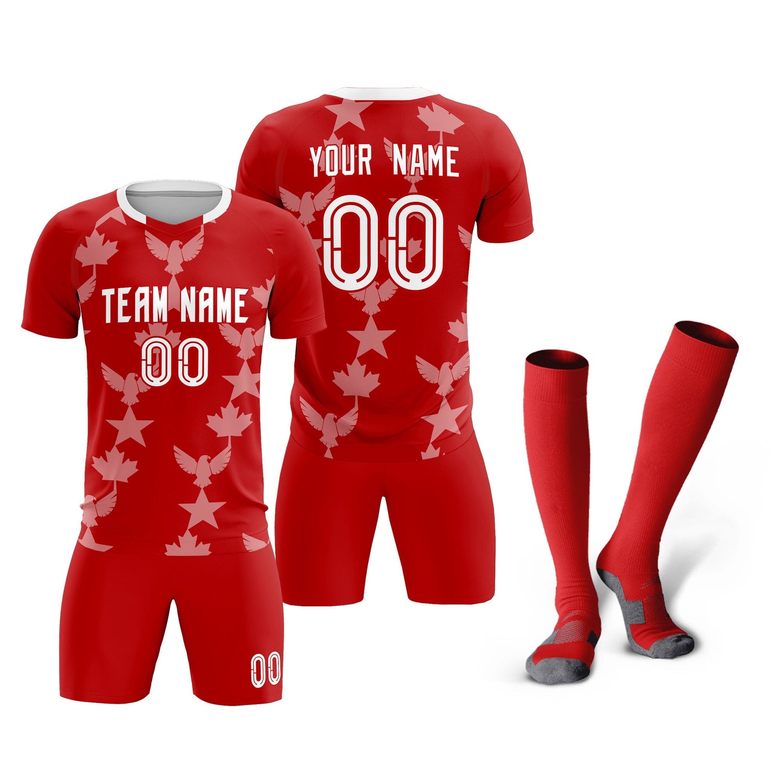 Custom Red World Cup Inspired Breathable&Quick-Drying Training Uniform Graffiti Pattern Soccer Sets Jersey
