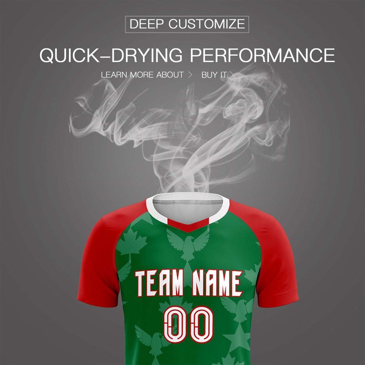 Custom Red Kelly Green World Cup Inspired Lightweight&amp;Drapable Training Uniform Raglan Sleeve Soccer Sets Jersey