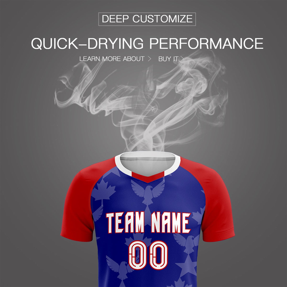 Custom Red Royal World Cup Inspired Wrinkle-Resistant Training Uniform Raglan Sleeve Soccer Sets Jersey