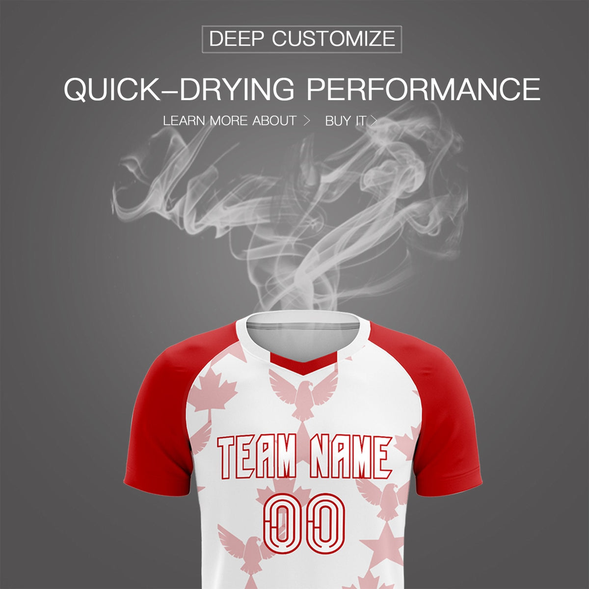 Custom Red White World Cup Inspired Breathable&amp;Quick-Drying Training Uniform Raglan Sleeve Soccer Sets Jersey