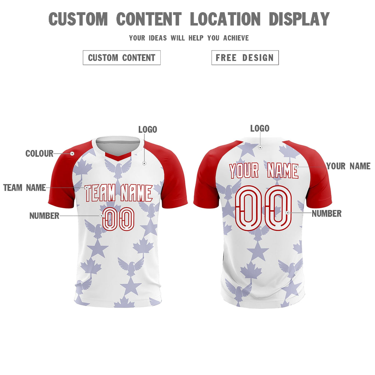 Custom Red White World Cup Inspired Wrinkle-Resistant Training Uniform Raglan Sleeve Soccer Sets Jersey