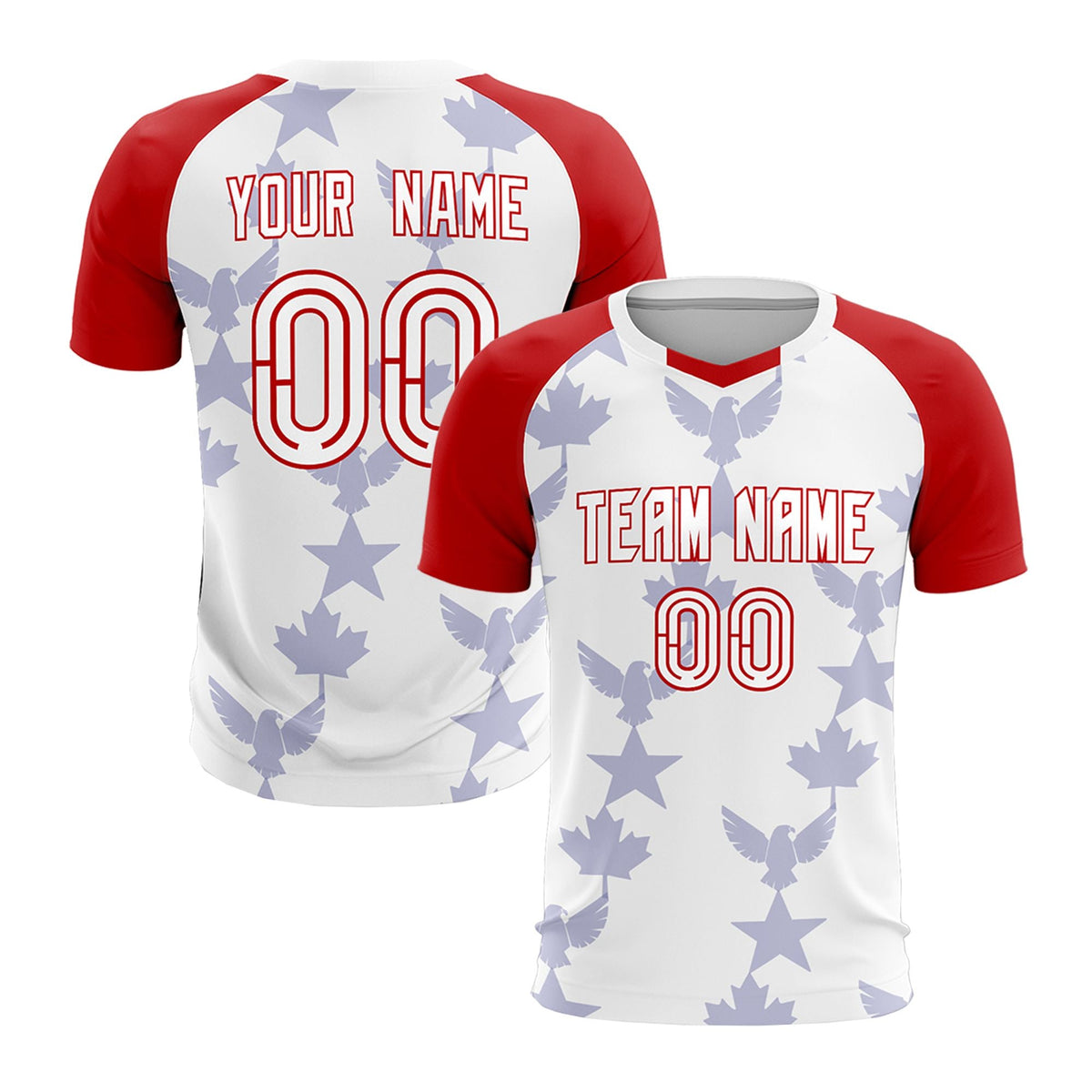 Custom Red White World Cup Inspired Wrinkle-Resistant Training Uniform Raglan Sleeve Soccer Sets Jersey