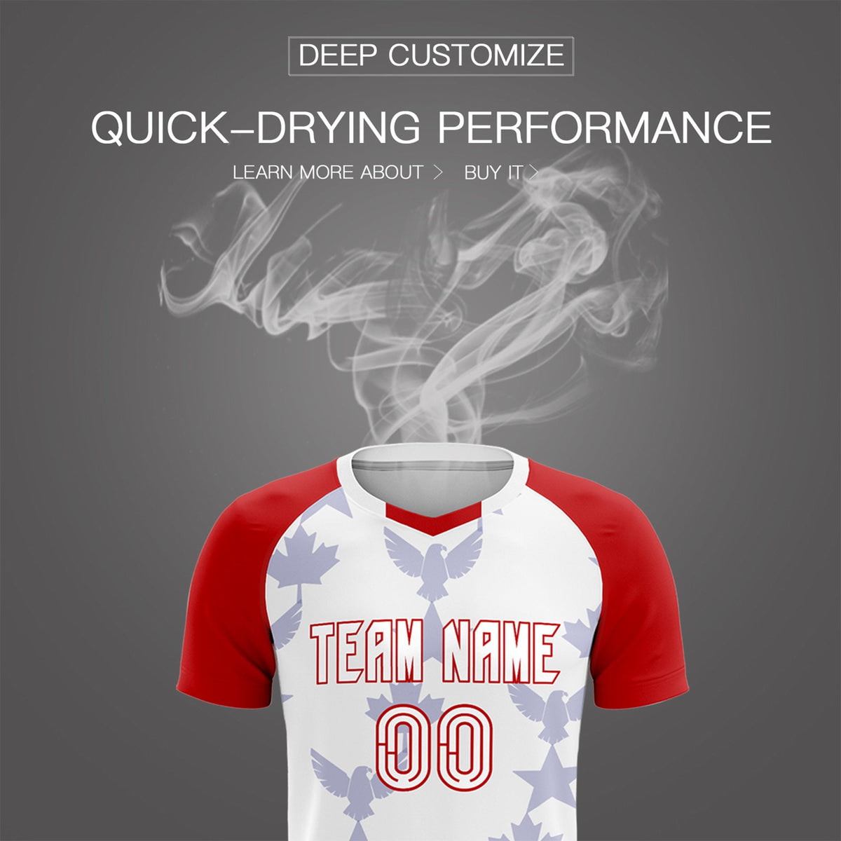 Custom Red White World Cup Inspired Wrinkle-Resistant Training Uniform Raglan Sleeve Soccer Sets Jersey