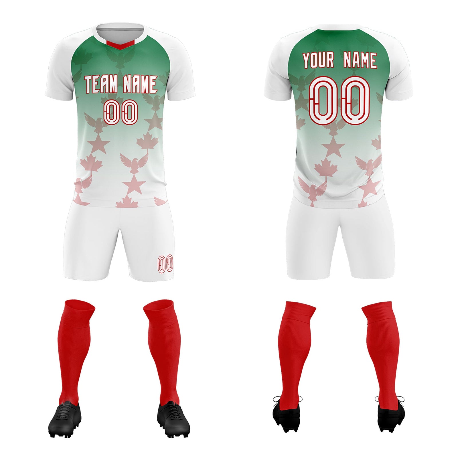 Custom White Kelly Green World Cup Inspired Quick-Drying Training Uniform Gradient Fashion Soccer Sets Jersey