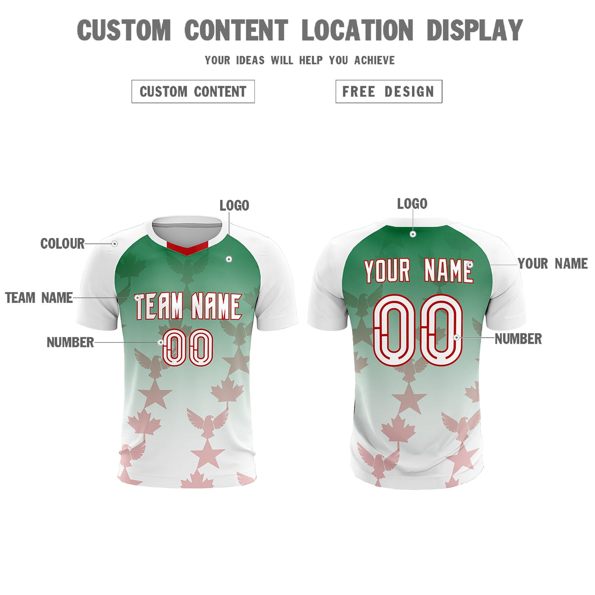 Custom White Kelly Green World Cup Inspired Quick-Drying Training Uniform Gradient Fashion Soccer Sets Jersey