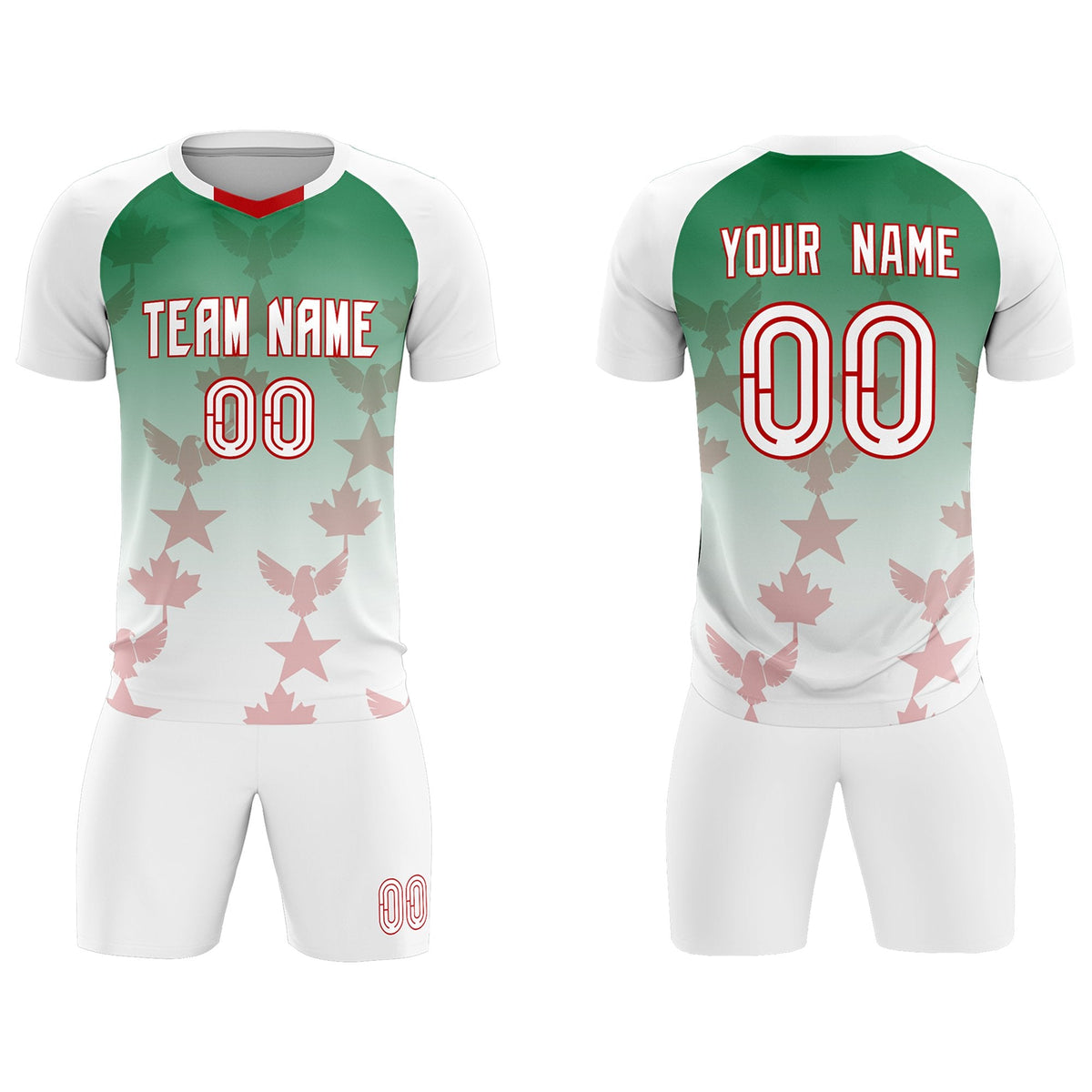 Custom White Kelly Green World Cup Inspired Quick-Drying Training Uniform Gradient Fashion Soccer Sets Jersey