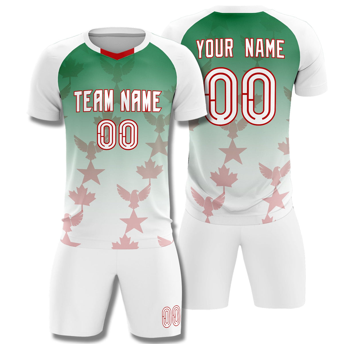 Custom White Kelly Green World Cup Inspired Quick-Drying Training Uniform Gradient Fashion Soccer Sets Jersey