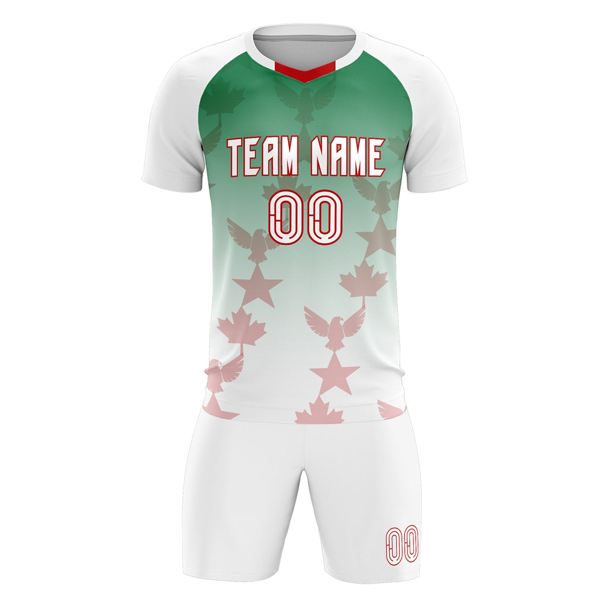 Custom White Kelly Green World Cup Inspired Quick-Drying Training Uniform Gradient Fashion Soccer Sets Jersey