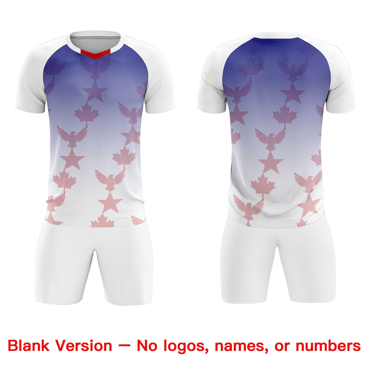 Custom White Royal World Cup Inspired Lightweight&amp;Drapable Training Uniform Gradient Fashion Soccer Sets Jersey