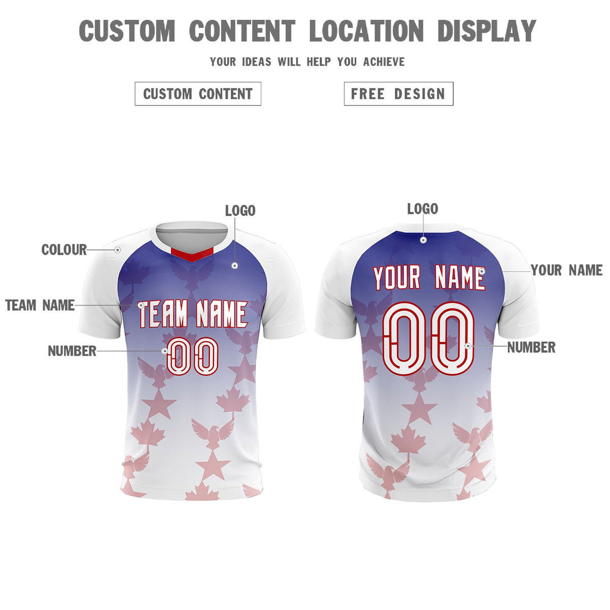 Custom White Royal World Cup Inspired Lightweight&amp;Drapable Training Uniform Gradient Fashion Soccer Sets Jersey