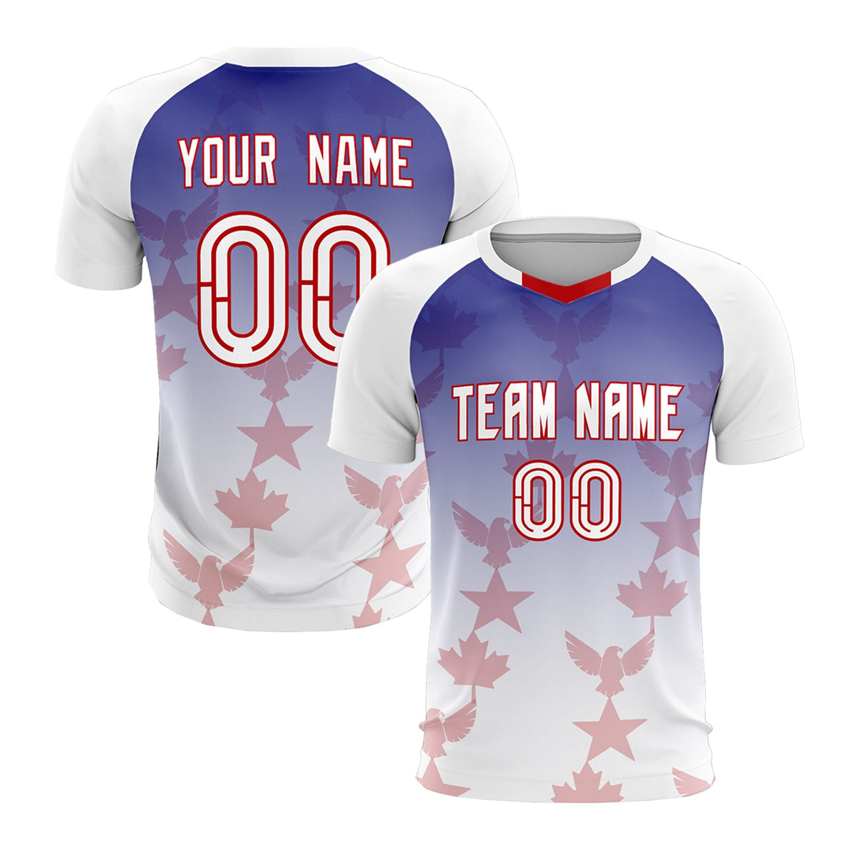 Custom White Royal World Cup Inspired Lightweight&amp;Drapable Training Uniform Gradient Fashion Soccer Sets Jersey