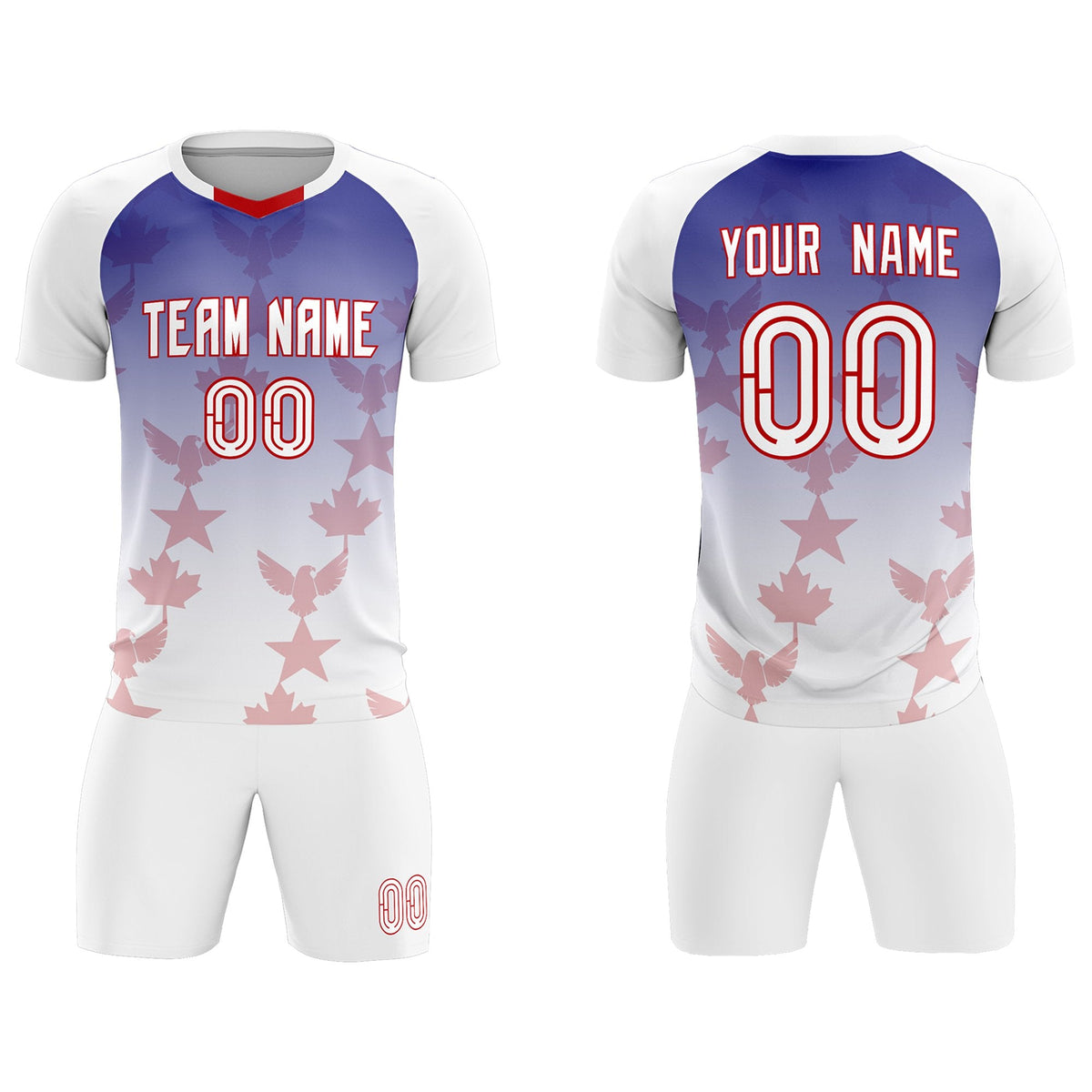 Custom White Royal World Cup Inspired Lightweight&amp;Drapable Training Uniform Gradient Fashion Soccer Sets Jersey