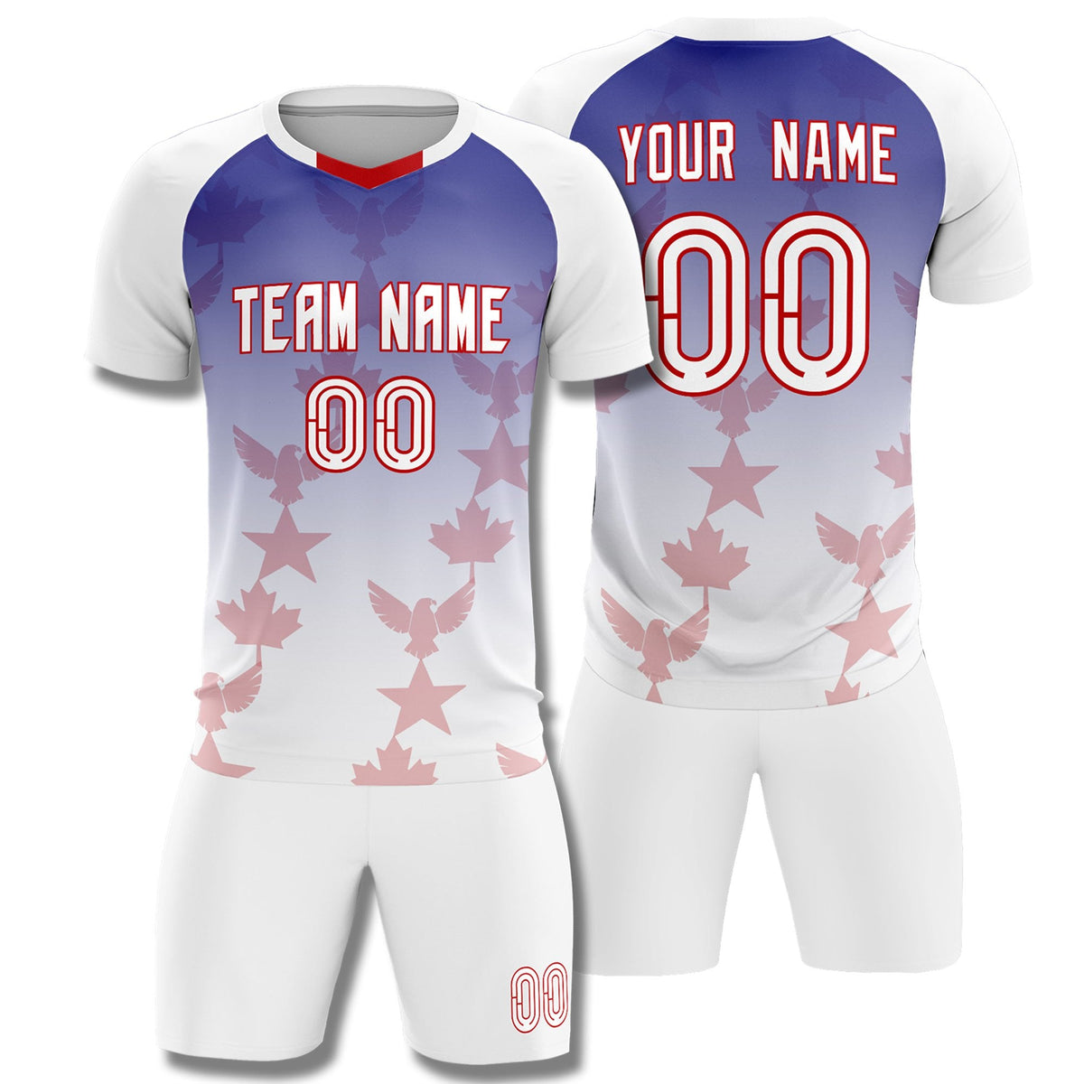 Custom White Royal World Cup Inspired Lightweight&amp;Drapable Training Uniform Gradient Fashion Soccer Sets Jersey
