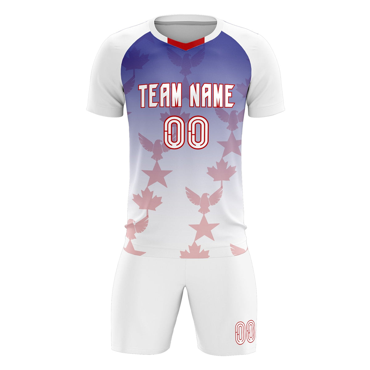 Custom White Royal World Cup Inspired Lightweight&amp;Drapable Training Uniform Gradient Fashion Soccer Sets Jersey