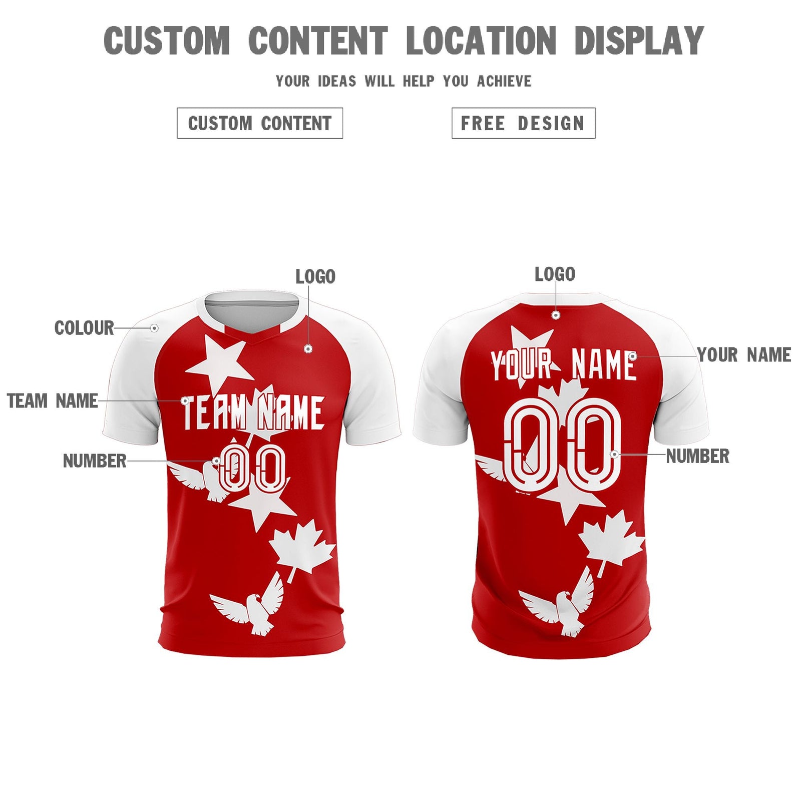 Custom White Red World Cup Inspired Lightweight&Drapable Training Uniform Raglan Sleeve Soccer Sets Jersey