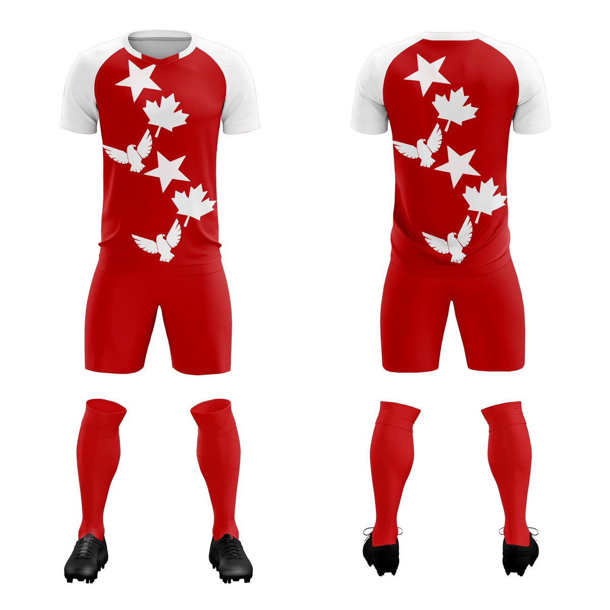 Custom White Red World Cup Inspired Lightweight&amp;Drapable Training Uniform Raglan Sleeve Soccer Sets Jersey