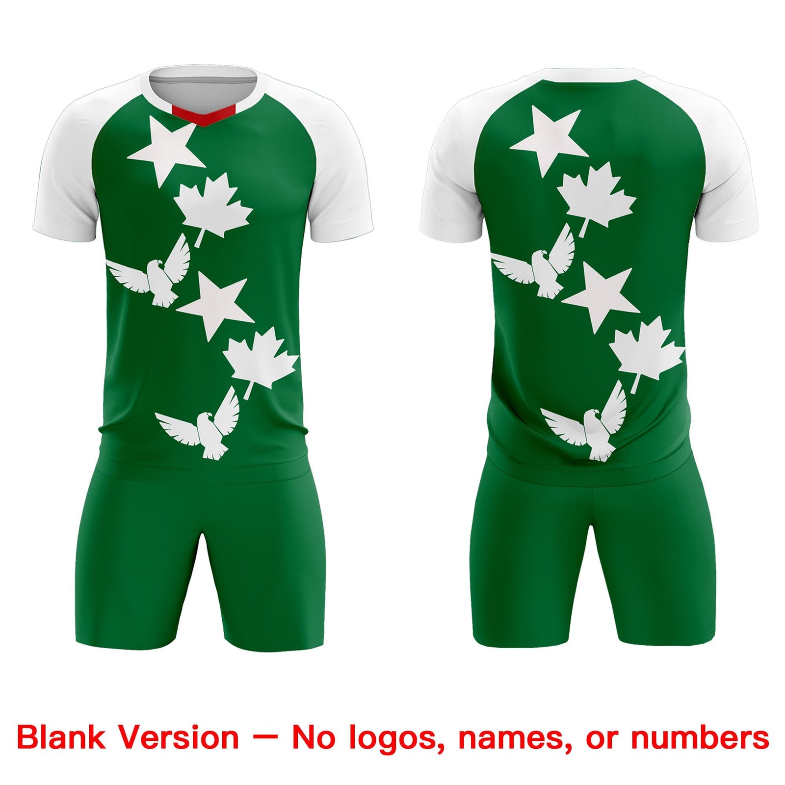 Custom White Kelly Green World Cup Inspired Wrinkle-Resistant Training Uniform Raglan Sleeve Soccer Sets Jersey