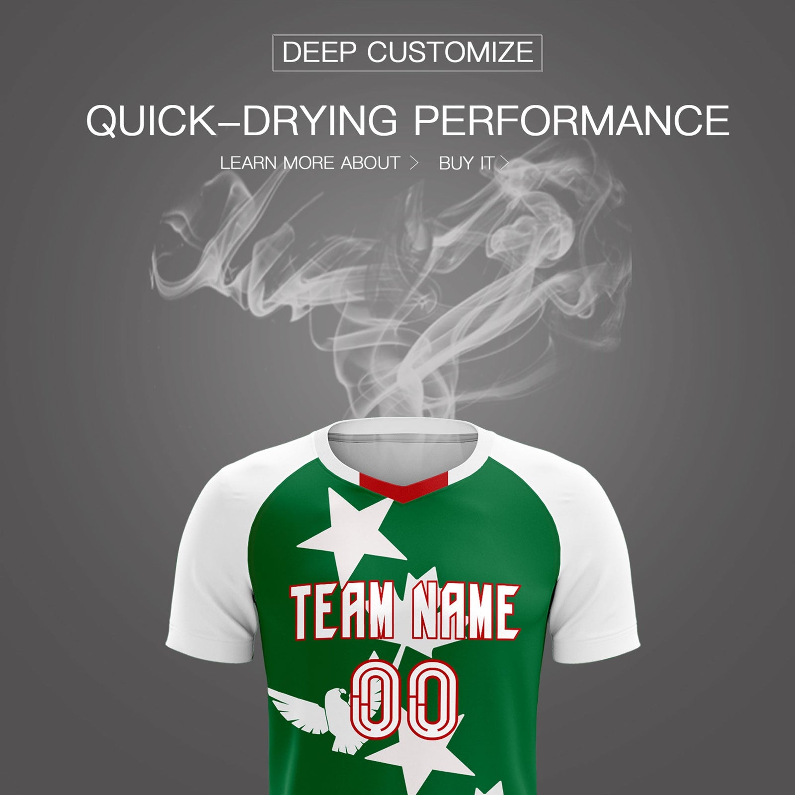 Custom White Kelly Green World Cup Inspired Wrinkle-Resistant Training Uniform Raglan Sleeve Soccer Sets Jersey