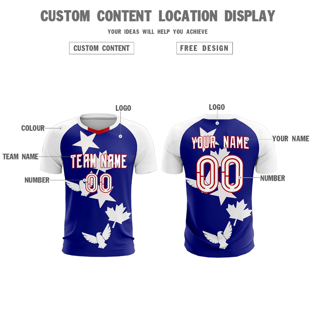 Custom White Royal World Cup Inspired Breathable&amp;Quick-Drying Training Uniform Raglan Sleeve Soccer Sets Jersey