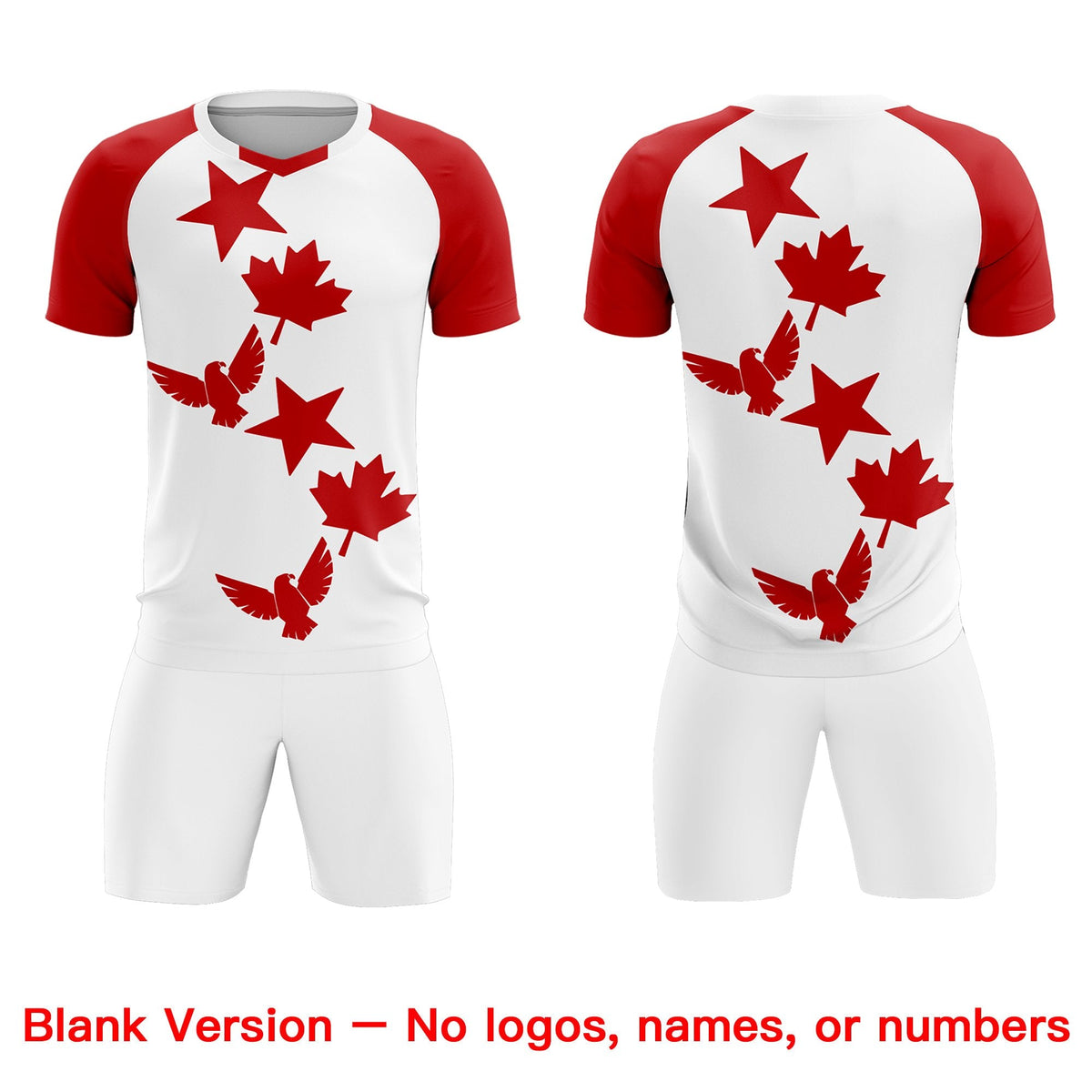Custom Red White World Cup Inspired Lightweight&amp;Drapable Training Uniform Raglan Sleeve Soccer Sets Jersey