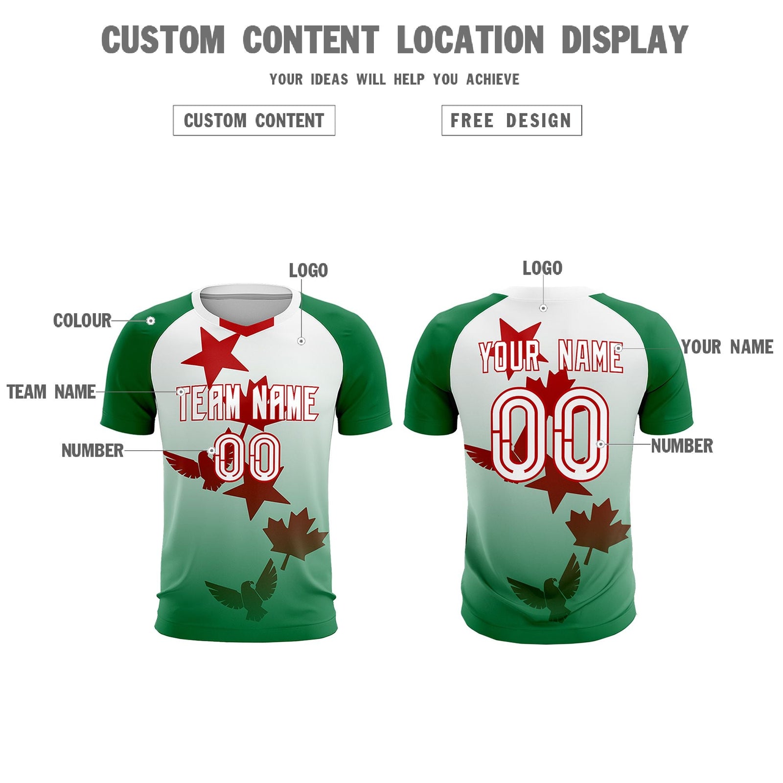Custom Kelly Green White World Cup Inspired Quick-Drying Training Uniform Gradient Fashion Soccer Sets Jersey