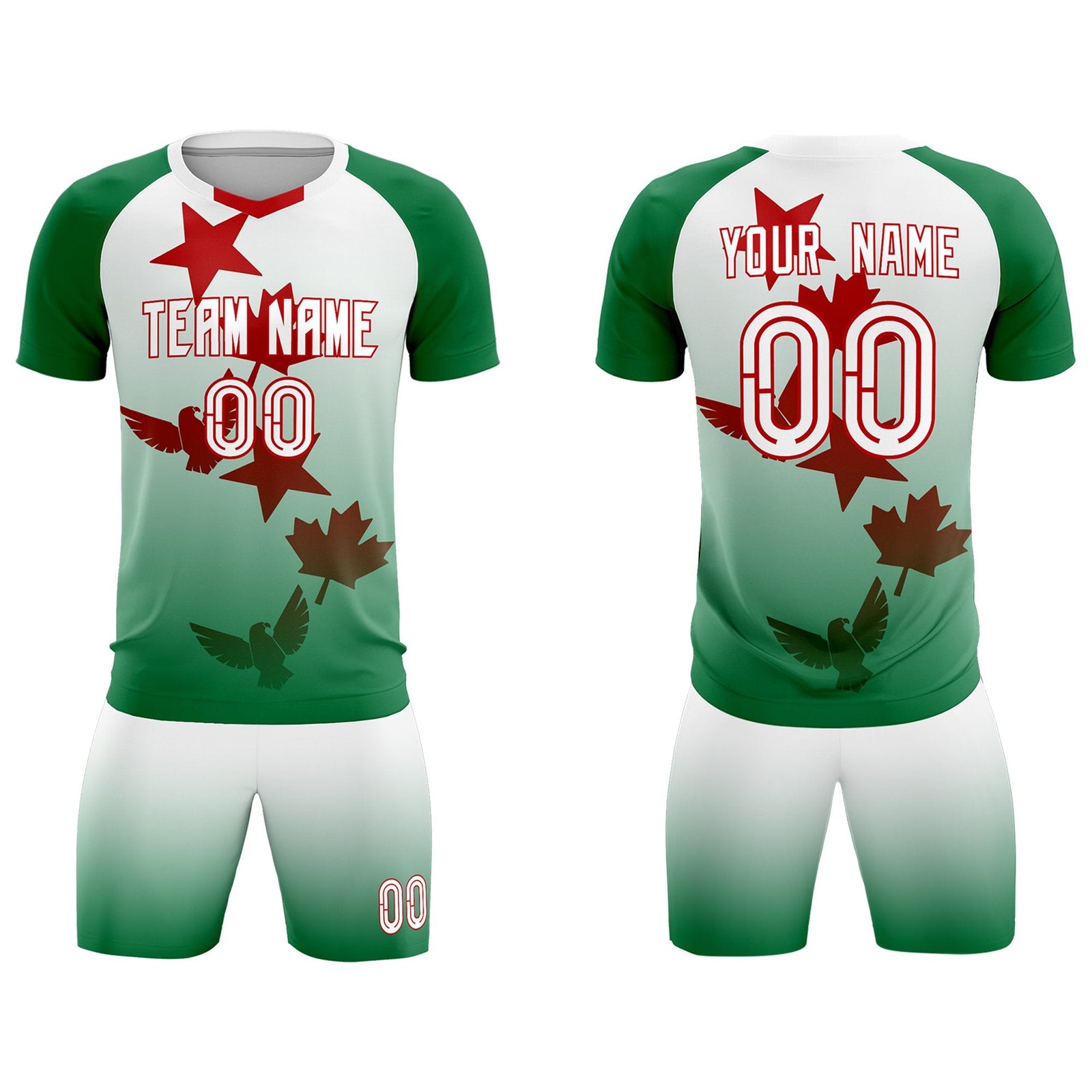 Custom Kelly Green White World Cup Inspired Quick-Drying Training Uniform Gradient Fashion Soccer Sets Jersey