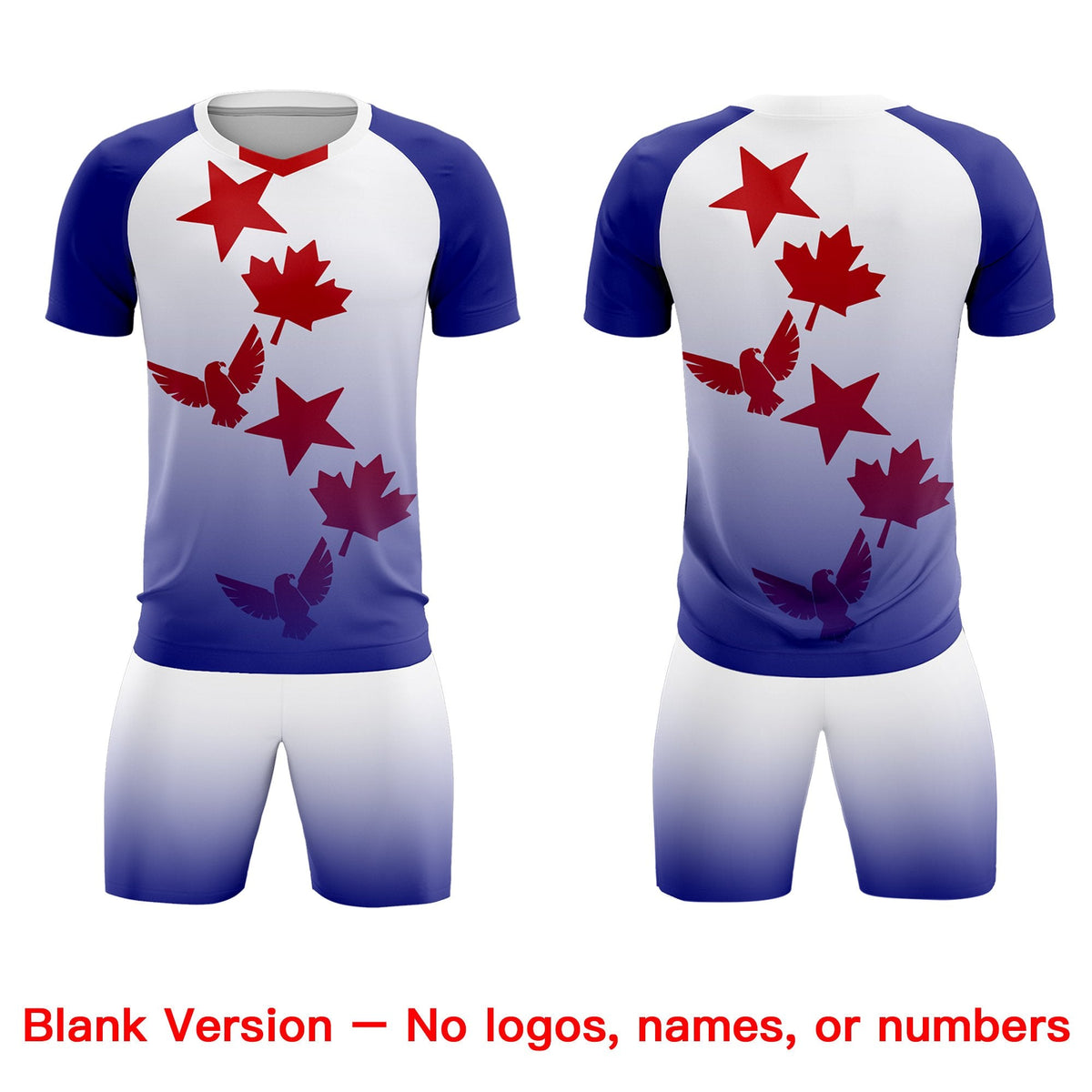 Custom Royal White World Cup Inspired Lightweight&amp;Drapable Training Uniform Gradient Fashion Soccer Sets Jersey