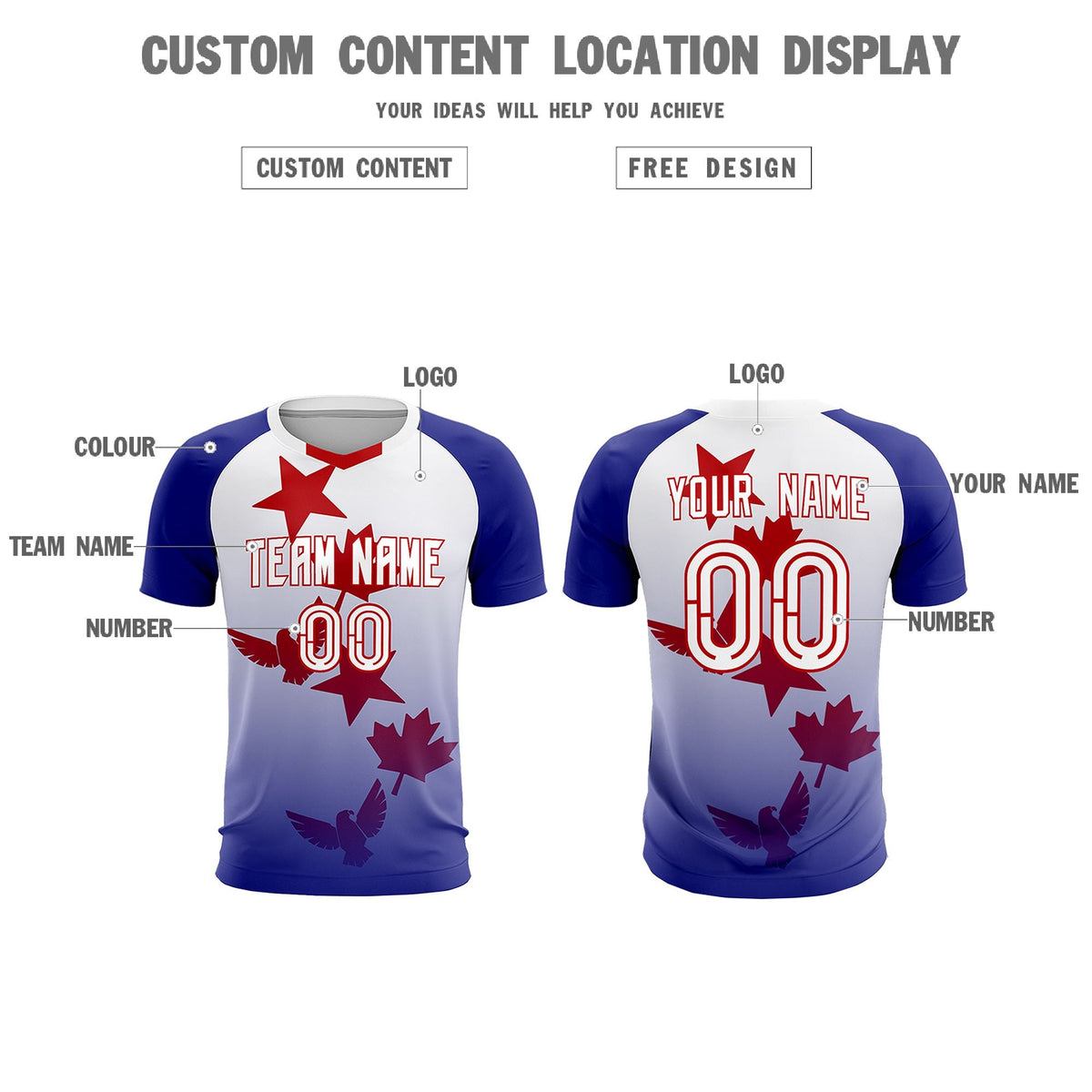Custom Royal White World Cup Inspired Lightweight&amp;Drapable Training Uniform Gradient Fashion Soccer Sets Jersey
