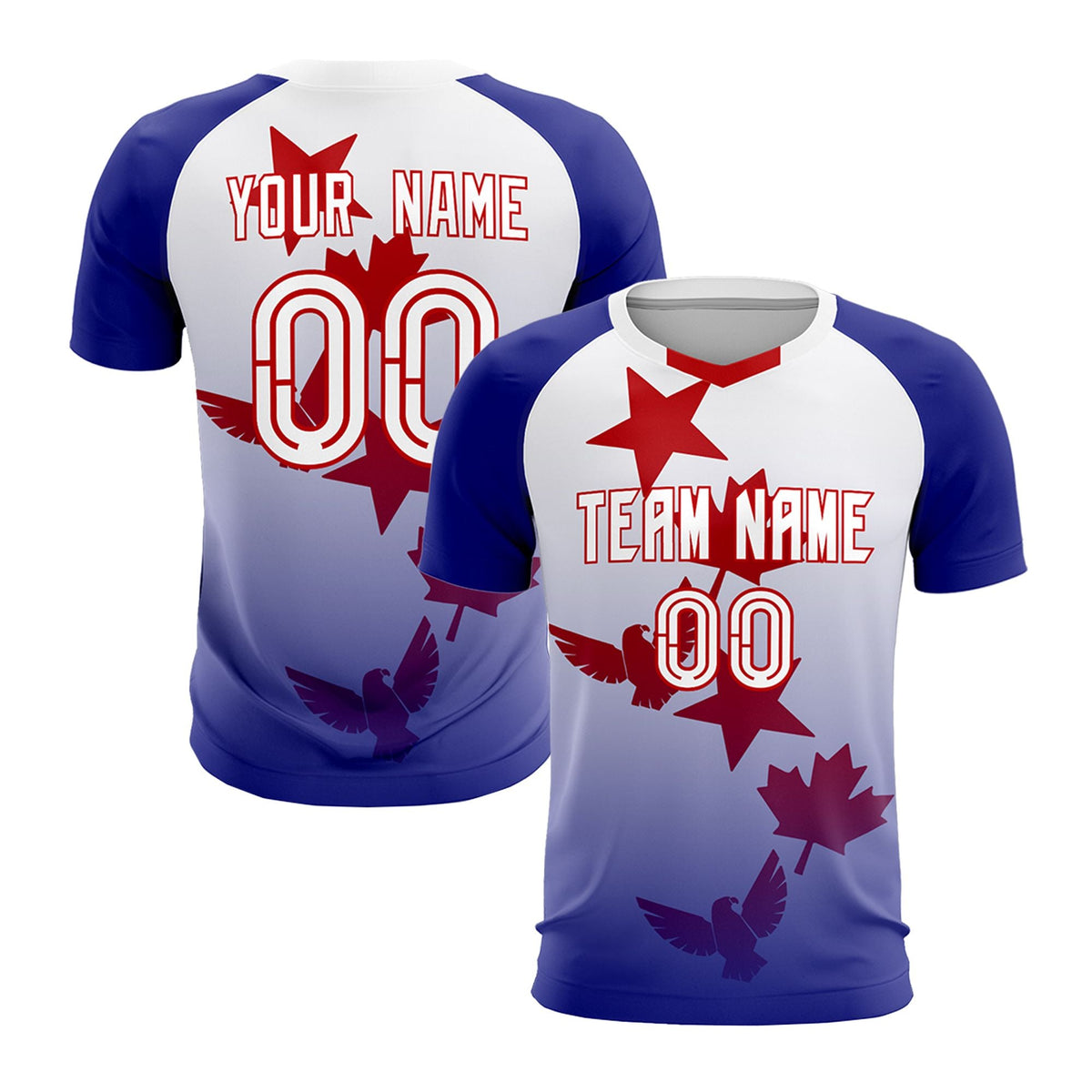 Custom Royal White World Cup Inspired Lightweight&amp;Drapable Training Uniform Gradient Fashion Soccer Sets Jersey