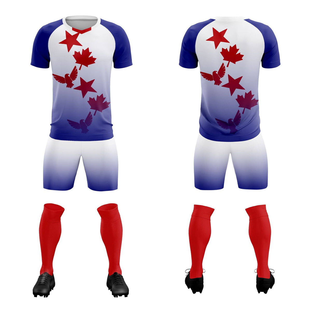 Custom Royal White World Cup Inspired Lightweight&amp;Drapable Training Uniform Gradient Fashion Soccer Sets Jersey