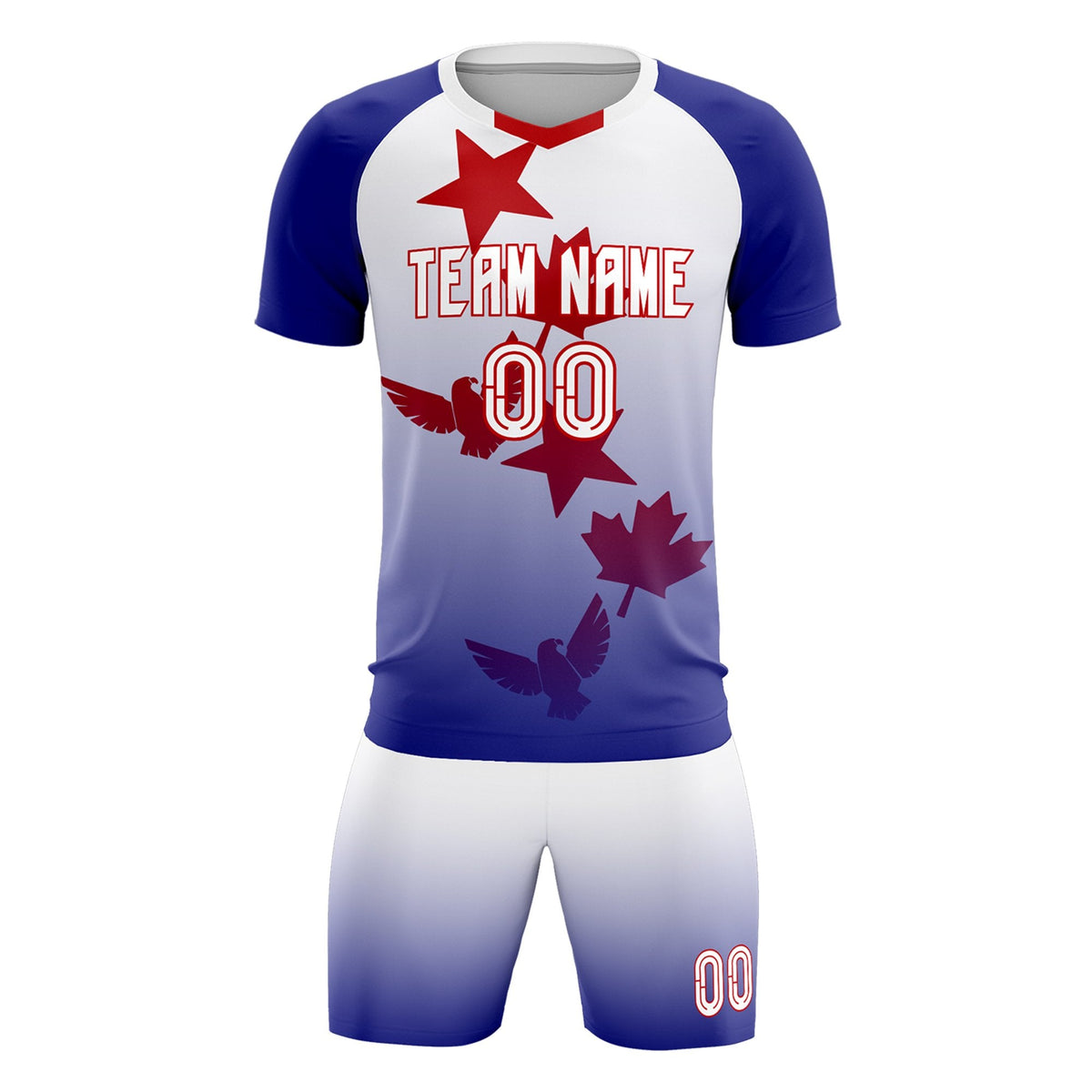 Custom Royal White World Cup Inspired Lightweight&amp;Drapable Training Uniform Gradient Fashion Soccer Sets Jersey