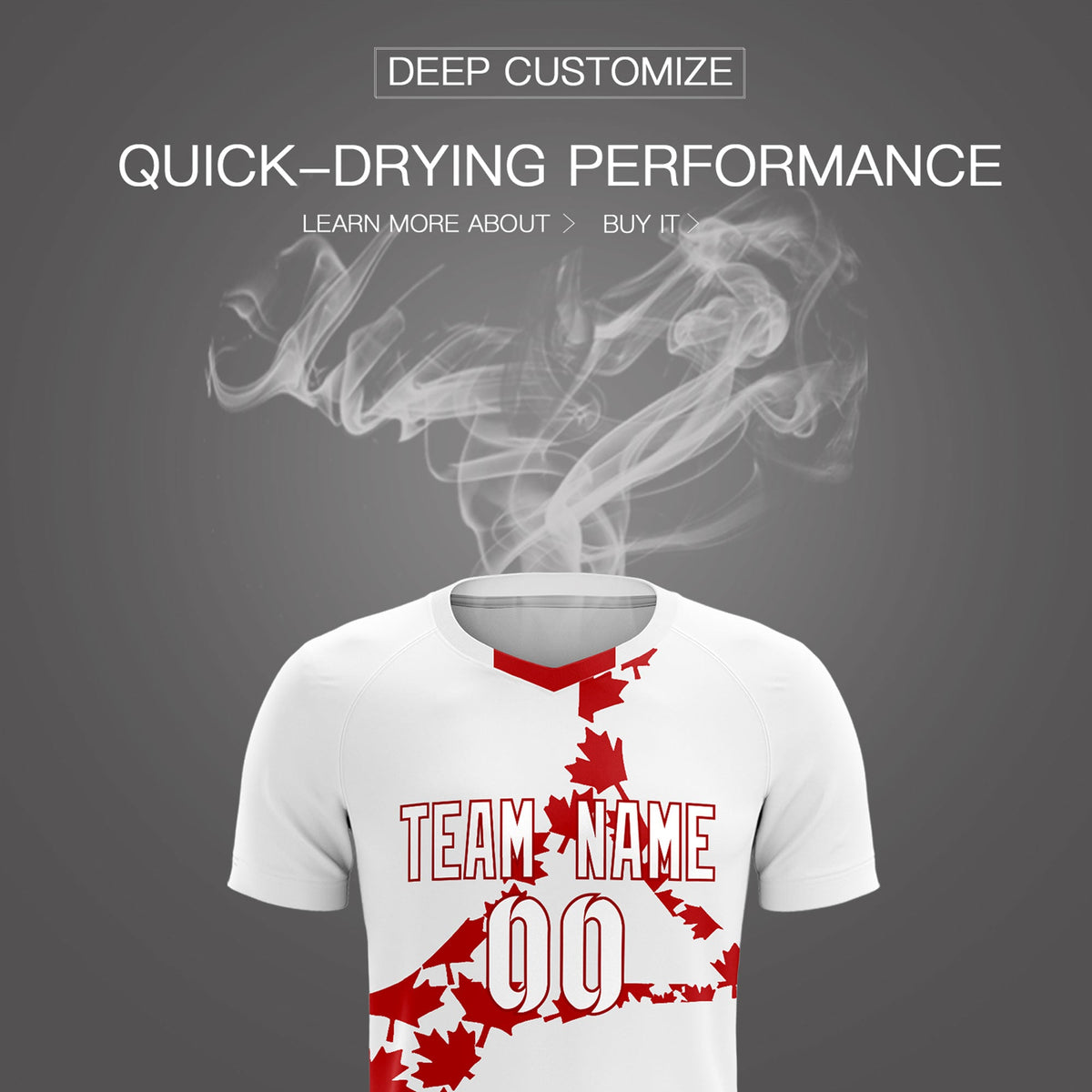 Custom White Red Canada Maple Leaves World Cup Inspired Quick-Drying Graffiti Pattern Soccer Sets Jersey