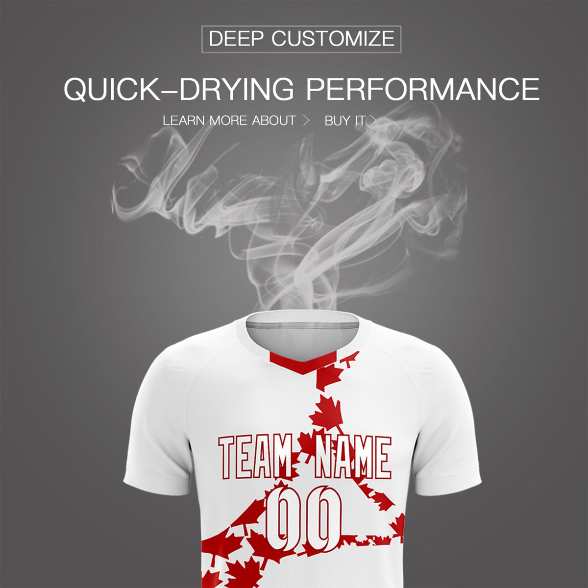 Custom White Red Canada Maple Leaves World Cup Inspired Quick-Drying Graffiti Pattern Soccer Sets Jersey