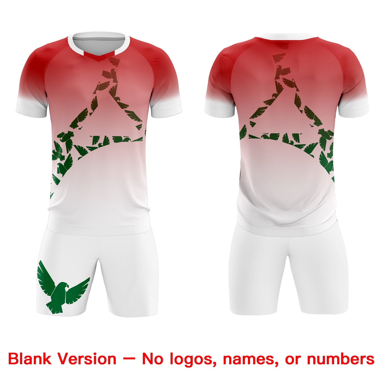 Custom Red Kelly Green Mexico Eagle World Cup Inspired Breathable Gradient Fashion Soccer Sets Jersey