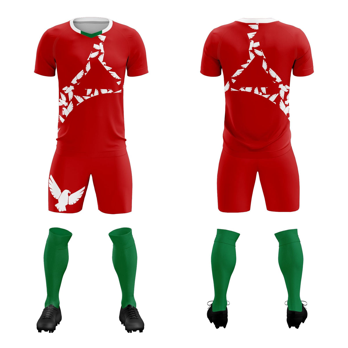 Custom Red White Mexico Eagle World Cup Inspired Quick-Drying Graffiti Pattern Soccer Sets Jersey
