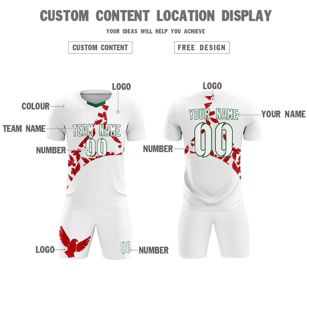 Custom White Red Mexico Eagle World Cup Inspired Lightweight Graffiti Pattern Soccer Sets Jersey